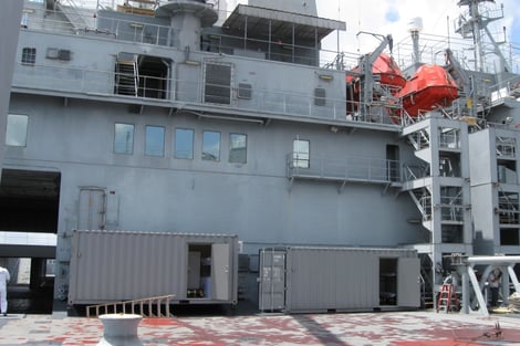 Modified Container Living Quarters Support Security Team on Cargo Ship